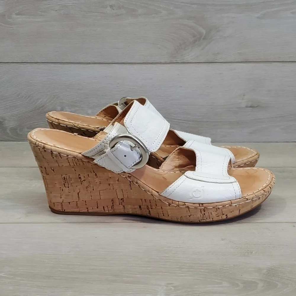 Born Women Comfort Cork Wedge Sandals shoes sz 10